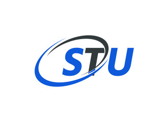 STU letter creative modern elegant swoosh logo design