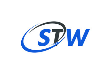 STW letter creative modern elegant swoosh logo design