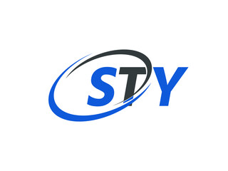 STY letter creative modern elegant swoosh logo design