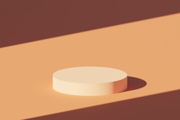 Beige geometric podium with shadows background 3d illustration