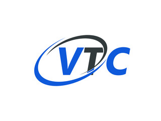 VTC letter creative modern elegant swoosh logo design