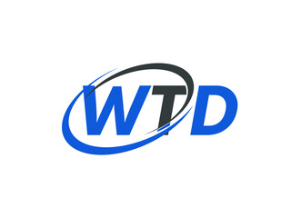 WTD letter creative modern elegant swoosh logo design