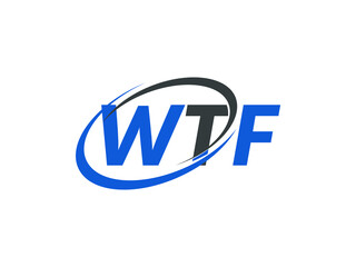 WTF letter creative modern elegant swoosh logo design