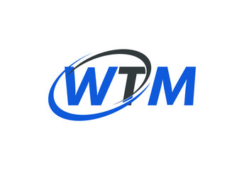 WTM letter creative modern elegant swoosh logo design