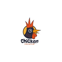 Chicken head icon logo vector design template with cartoon vintage style. Rooster mascot logo vector concept for fast food restaurant, farm, kitchen, or company business.