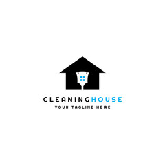 Fototapeta na wymiar Cleaning house, service logo vector illustration deign graphic, glass house cleaning