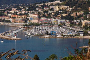 Obraz na płótnie Canvas Panoramic view of the Nautical Port Garavan Menton, France ,Provence-Alpes-Cote d'Azur