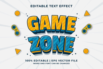 Editable text effect - Game Zone 3d Cartoon template style premium vector © Hasbi Creative