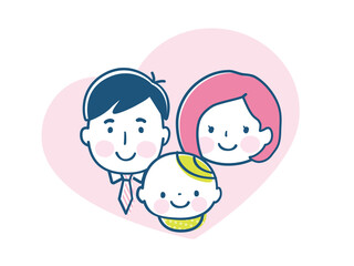 シンプルな家族の顔のアイコンイラスト素材