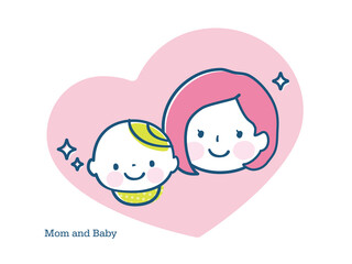 シンプルな家族の顔のアイコンイラスト素材