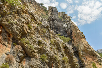 Fototapeta na wymiar A very steep mountainside in Turkey on a sunny day.
