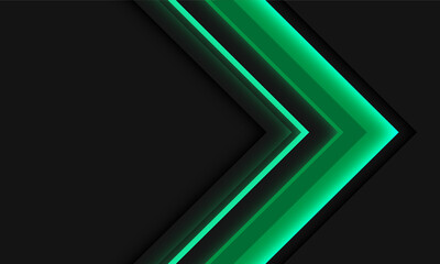 Abstract green neon arrow direction geometric on grey design modern futuristic background vector