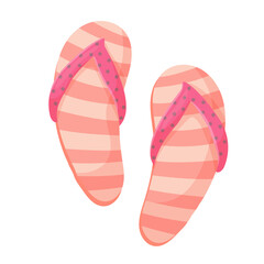 Striped flip-flops for the beach. Summer shoes. Vector illustration isolated on white background.