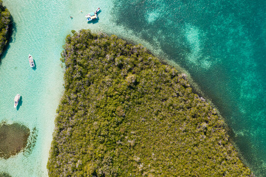 Aerial view of mangroves at Los Juanes in Morrocoy National Park, Venezuela.