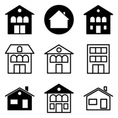 House Flat Icon Set Isolated On White Background