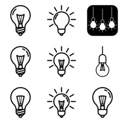 Lightbulbs2 Flat Icon Set Isolated On White Background
