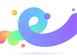 Abstract fluid curve background in rainbow colours. Floating round wave with blended gradient. Dynamical composition with various elements for website or banner