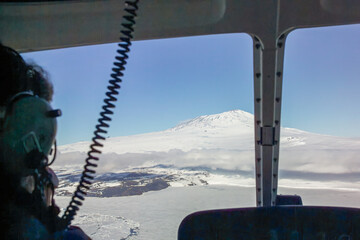 View of Mount Erebus from helicopter