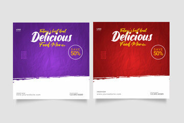 Food social media promotion and  banner post design template 