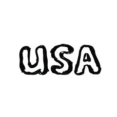 USA logo icon sign lettering United States of America emblem Hand drawn ink sketch Art design Cartoon children's style Fashion print clothes apparel greeting invitation card cover flyer poster banner