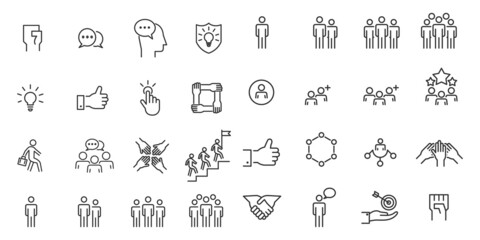 People business Icons Line Work Group Team Vector