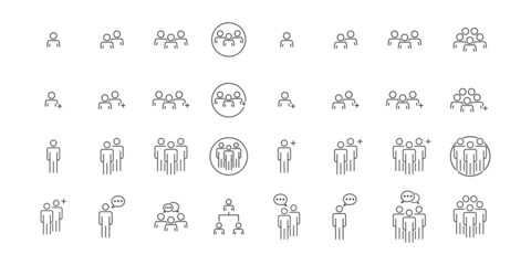People Icons Line Work Group Team Business Vector