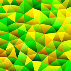 abstract vector stained-glass triangle mosaic background - green and yellow