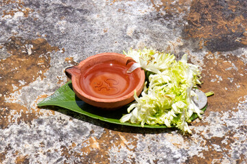 Hinduism offering to the gods with flowers