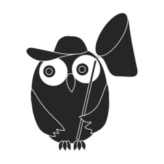 Owl vector icon.Black vector icon isolated on white background owl.