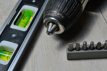 a working tool for minor repairs is laid out on the table
