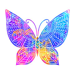 Butterfly Mandala. Vector zen decorative element.