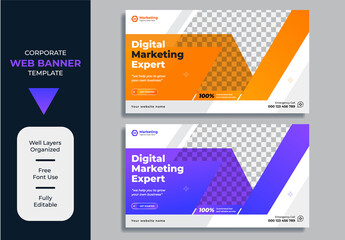Creative corporate Web Banner for digital marketing promotion template premium vector