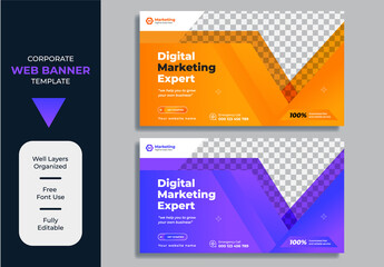 Creative corporate Web Banner for digital marketing promotion template premium vector