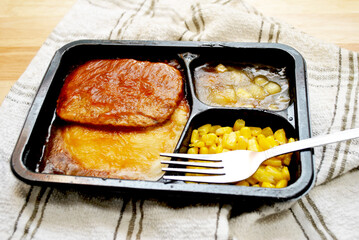 Microwaveable Salisbury Steak TV Dinner Meal	