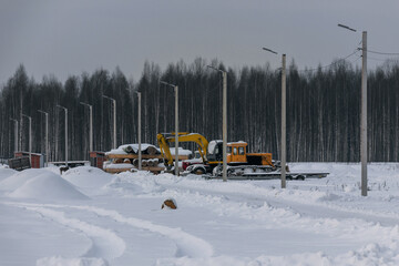 Construction machinery at winter