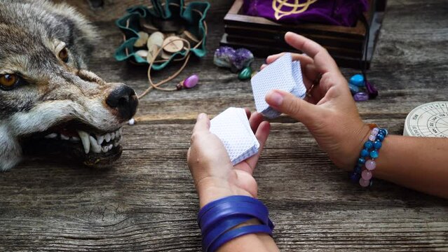 Fortune telling on tarot cards