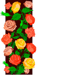 roses of different colors on a dark background for the design of postcards and fabrics