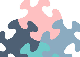 Bright color puzzle, puzzle with place for text. The idea of unity, teamwork. Vector
