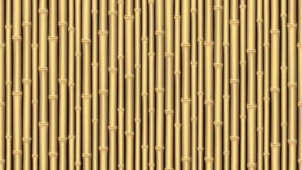 Horizontal seamless bamboo background. Brown bamboo sticks pattern. Realistic vector illustration.