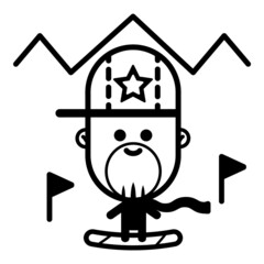 Man Character On Snowboard Flat Icon Isolated On White Background