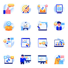 Pack of Marketing Strategy Flat Icons

