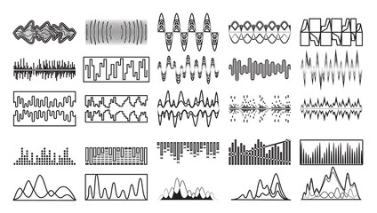 Sound of wave vector outline set icon.Illustration isolated of outline icon music waveform . Vector illustration set sound of wave.