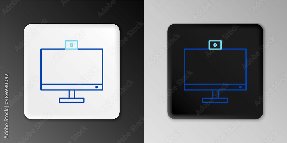 Poster line computer monitor icon isolated on grey background. pc component sign. colorful outline concept.