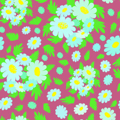 chamomile glade pattern pink background