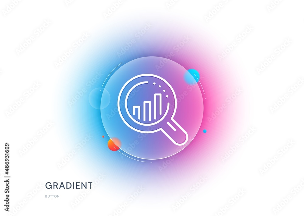 Poster seo analysis line icon. gradient blur button with glassmorphism. web targeting chart sign. traffic m