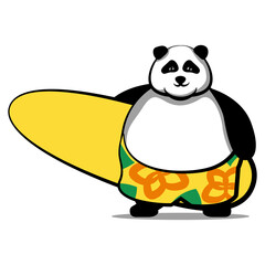 vector illustration of mascot of panda with surfboard © mickyRAWjecky