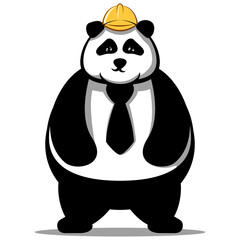 vector illustration of mascot of panda tie
