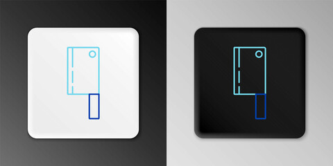 Line Meat chopper icon isolated on grey background. Kitchen knife for meat. Butcher knife. Happy Halloween party. Colorful outline concept. Vector