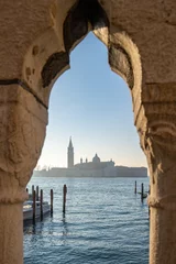 Stickers pour porte Pont des Soupirs View of San Giorgio Maggiore island from Bridge of Sighs (Ponte de I Sospiri), Venice, Italy