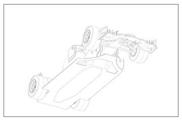 3d illustration of an F1 car.